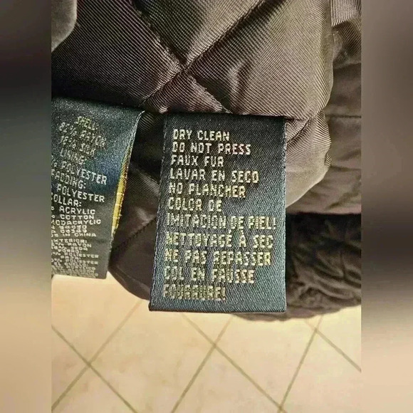 WOMENS LAUREN RALPH LAUREN BLACK VELVET SILK HOODED COAT PARKA LARGE - Picture 12 of 13